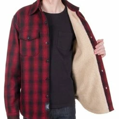 Shirts Schott CPO Plaid Sherpa Lined Shirt -Casual Clothing Sales Store schott cpo plaid sherpa lined shirt red 2