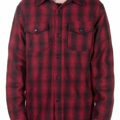Shirts Schott CPO Plaid Sherpa Lined Shirt -Casual Clothing Sales Store schott cpo plaid sherpa lined shirt red 4